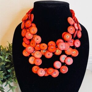 Vibrant Red Disc Necklace